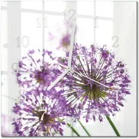 Drukarnia Piga Tulup Glasuhr Wanduhr Küchenuhr Echt-Glas 30x30 cm Modern Dekorativ Geräuschlos Weiße Zeiger - Blume
