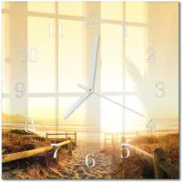 Drukarnia Piga Tulup Glasuhr Wanduhr Küchenuhr Echt-Glas 30x30 cm Modern Dekorativ Geräuschlos Weiße Zeiger - Strandweg