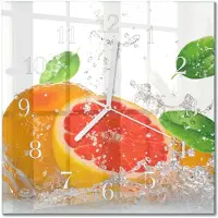 Drukarnia Piga Tulup Glasuhr Wanduhr Küchenuhr Echt-Glas 30x30 cm Modern Dekorativ Geräuschlos Weiße Zeiger - Grapefruit