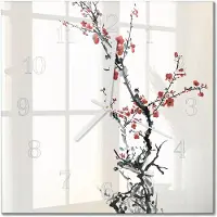 Drukarnia Piga Tulup Glasuhr Wanduhr Küchenuhr Echt-Glas 30x30 cm Modern Dekorativ Geräuschlos Weiße Zeiger - Blumen