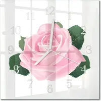 Drukarnia Piga Tulup Glasuhr Wanduhr Küchenuhr Echt-Glas 30x30 cm Modern Dekorativ Geräuschlos Weiße Zeiger - Rose