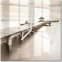 Drukarnia Piga Tulup Glasuhr Wanduhr Küchenuhr Echt-Glas 30x30 cm Modern Dekorativ Geräuschlos Weiße Zeiger - Holzbrücke