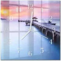 Drukarnia Piga Tulup Glasuhr Wanduhr Küchenuhr Echt-Glas 30x30 cm Modern Dekorativ Geräuschlos Weiße Zeiger - Holzbrücke