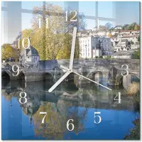 Drukarnia Piga Tulup Glasuhr Wanduhr Küchenuhr Echt-Glas 30x30 cm Modern Dekorativ Geräuschlos Weiße Zeiger - Brücke