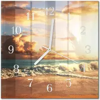 Drukarnia Piga Tulup Glasuhr Wanduhr Küchenuhr Echt-Glas 30x30 cm Modern Dekorativ Geräuschlos Weiße Zeiger - Sandküste