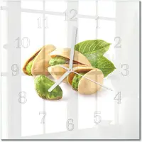 Drukarnia Piga Tulup Glasuhr Wanduhr Küchenuhr Echt-Glas 30x30 cm Modern Dekorativ Geräuschlos Weiße Zeiger - Nüsse