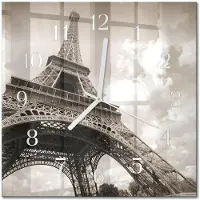 Drukarnia Piga Tulup Glasuhr Wanduhr Küchenuhr Echt-Glas 30x30 cm Modern Dekorativ Geräuschlos Weiße Zeiger - Paris