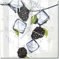 Drukarnia Piga Tulup Glasuhr Wanduhr Küchenuhr Echt-Glas 30x30 cm Modern Dekorativ Geräuschlos Weiße Zeiger - Brombeeren