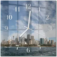Drukarnia Piga Tulup Glasuhr Wanduhr Küchenuhr Echt-Glas 30x30 cm Modern Dekorativ Geräuschlos Weiße Zeiger - Stadt