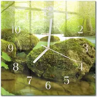 Drukarnia Piga Tulup Glasuhr Wanduhr Küchenuhr Echt-Glas 30x30 cm Modern Dekorativ Geräuschlos Weiße Zeiger - Natur