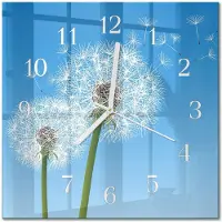 Drukarnia Piga Tulup Glasuhr Wanduhr Küchenuhr Echt-Glas 30x30 cm Modern Dekorativ Geräuschlos Weiße Zeiger - Löwenzahn