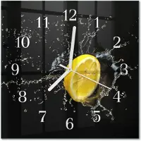Drukarnia Piga Tulup Glasuhr Wanduhr Küchenuhr Echt-Glas 30x30 cm Modern Dekorativ Geräuschlos Weiße Zeiger - Zitronensäure