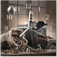 Drukarnia Piga Tulup Glasuhr Wanduhr Küchenuhr Echt-Glas 30x30 cm Modern Dekorativ Geräuschlos Weiße Zeiger - Kaffeemühle