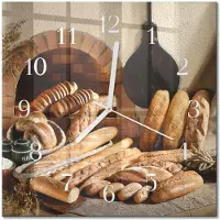 Drukarnia Piga Tulup Glasuhr Wanduhr Küchenuhr Echt-Glas 30x30 cm Modern Dekorativ Geräuschlos Weiße Zeiger - Brot