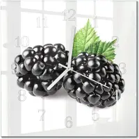 Drukarnia Piga Tulup Glasuhr Wanduhr Küchenuhr Echt-Glas 30x30 cm Modern Dekorativ Geräuschlos Weiße Zeiger - Brombeeren