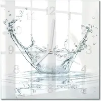 Drukarnia Piga Tulup Glasuhr Wanduhr Küchenuhr Echt-Glas 30x30 cm Modern Dekorativ Geräuschlos Weiße Zeiger - Wasser