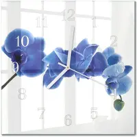 Drukarnia Piga Tulup Glasuhr Wanduhr Küchenuhr Echt-Glas 30x30 cm Modern Dekorativ Geräuschlos Weiße Zeiger - Orchidee