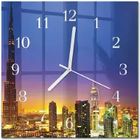 Drukarnia Piga Tulup Glasuhr Wanduhr Küchenuhr Echt-Glas 30x30 cm Modern Dekorativ Geräuschlos Weiße Zeiger - Horizon Dubai