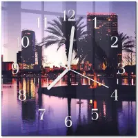 Drukarnia Piga Tulup Glasuhr Wanduhr Küchenuhr Echt-Glas 30x30 cm Modern Dekorativ Geräuschlos Weiße Zeiger - Palmen in Florida