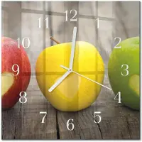 Drukarnia Piga Tulup Glasuhr Wanduhr Küchenuhr Echt-Glas 30x30 cm Modern Dekorativ Geräuschlos Weiße Zeiger - Äpfel