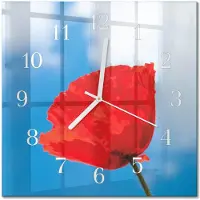 Drukarnia Piga Tulup Glasuhr Wanduhr Küchenuhr Echt-Glas 30x30 cm Modern Dekorativ Geräuschlos Weiße Zeiger - Mohn