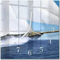 Drukarnia Piga Tulup Glasuhr Wanduhr Küchenuhr Echt-Glas 30x30 cm Modern Dekorativ Geräuschlos Weiße Zeiger - Segelboot