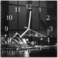 Drukarnia Piga Tulup Glasuhr Wanduhr Küchenuhr Echt-Glas 30x30 cm Modern Dekorativ Geräuschlos Weiße Zeiger - Sydney Horizon