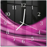 Drukarnia Piga Tulup Glasuhr Wanduhr Küchenuhr Echt-Glas 30x30 cm Modern Dekorativ Geräuschlos Weiße Zeiger - Abstrakte Linien