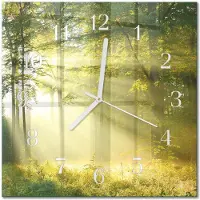 Drukarnia Piga Tulup Glasuhr Wanduhr Küchenuhr Echt-Glas 30x30 cm Modern Dekorativ Geräuschlos Weiße Zeiger - Wald