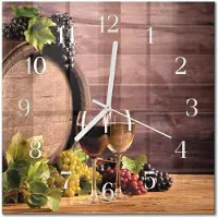 Drukarnia Piga Tulup Glasuhr Wanduhr Küchenuhr Echt-Glas 30x30 cm Modern Dekorativ Geräuschlos Weiße Zeiger - Trauben