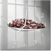 Drukarnia Piga Tulup Glasuhr Wanduhr Küchenuhr Echt-Glas 30x30 cm Modern Dekorativ Geräuschlos Weiße Zeiger - Ein Löffel Kaffee