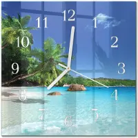 Drukarnia Piga Tulup Glasuhr Wanduhr Küchenuhr Echt-Glas 30x30 cm Modern Dekorativ Geräuschlos Weiße Zeiger - Island Palms