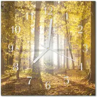 Drukarnia Piga Tulup Glasuhr Wanduhr Küchenuhr Echt-Glas 30x30 cm Modern Dekorativ Geräuschlos Weiße Zeiger - Herbst im Wald