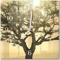 Drukarnia Piga Tulup Glasuhr Wanduhr Küchenuhr Echt-Glas 30x30 cm Modern Dekorativ Geräuschlos Weiße Zeiger - Baum