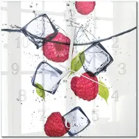 Drukarnia Piga Tulup Glasuhr Wanduhr Küchenuhr Echt-Glas 30x30 cm Modern Dekorativ Geräuschlos Weiße Zeiger - Himbeeren