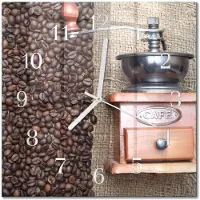Drukarnia Piga Tulup Glasuhr Wanduhr Küchenuhr Echt-Glas 30x30 cm Modern Dekorativ Geräuschlos Weiße Zeiger - Kaffeemühle