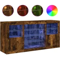 vidaXL Sideboard mit LED-Leuchten Räuchereiche 142,5x37x67 cm