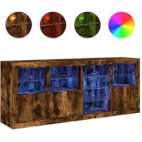 vidaXL Sideboard mit LED-Leuchten Räuchereiche 164x37x67 cm
