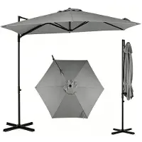 KOMFOTTEU Ampelschirm 290 cm, 360° drehbarer Sonnenschirm mit Kurbel & doppellagigem Schirmdach, Gartenschirm mit Ständer, sonnenschutz, Balkonschirm, Marktschirm für Terrasse & Garten
