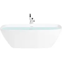 Beliani Freistehende Badewanne Weiß Mineralwerkstoff 170 x 72 cm Oval Schmaler Rand Solid Surface Modernes Design Badezimmer