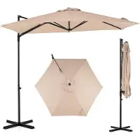 KOMFOTTEU Ampelschirm 290 cm, 360° drehbarer Sonnenschirm mit Kurbel & doppellagigem Schirmdach, Gartenschirm mit Ständer, sonnenschutz, Balkonschirm, Marktschirm für Terrasse & Garten