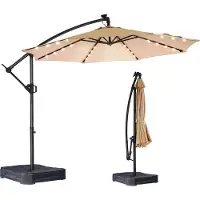 OEM Großer - Zweifachparasol - Parasolfuß - Mit LED-Beleuchtung integriert - 305cm - Verstellbar - Anthrazit/Beige