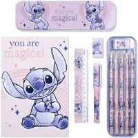 Disney Lilo & Stitch Federmäppchen für Kinder mit Buntstiften, Kunstbedarf, Schrein, Geschenk-Set