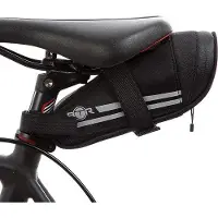Unyqoos leichte, spitz zulaufende Satteltasche für Fahrrad mit wasserdichtem Reißverschluss, 2 reflektierenden Streifen, Lichtbefestigung & 3 Klettverschlüssen