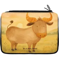 Mr. & Mrs. Panda Etui Sternzeichen Stier Design - Weiß - Geschenk, Geburtstag Mai, Bleistiftetui, Mäppchen, April, Rind, Ochse, Federmäppchen, Federmappe, Federtasche