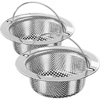 OEM Geschirrabspülmaschinenfester Gootsteinabspülfilter aus Edelstahl - 433 mm Durchmesser - 118 mm Tiefe - 2er Pack