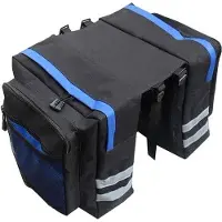 Unyqoos Fahrradtasche 30 L – wasserdichte Doppeltasche für hinteren Gepäckträger, 600D PVC, reflektierende Streifen, blau
