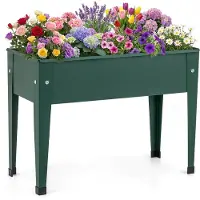KOMFOTTEU Hochbeet aus Metall, erhöhter Pflanzkasten mit Beinen & Abflusslöchern für Gemüse, Obst, Blumen und Kräuter, stehender Anbaukasten für Balkon, Hinterhof, Terrasse, 60 cm x 27 cm x 45 cm