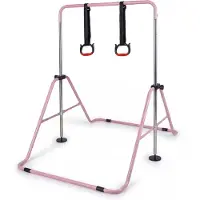 KOMFOTTEU Gymnastik Turnreck Indoor, faltbares Gymnastikstange mit Ringen & Verstellbarer Höhen, Turnstange Kinder, Reckstange, Heimtrainingsgerät für 3-12 Jahre alte Kinder