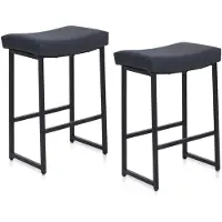 Sonstiges Barhocker 2er Set Sattelhocker Kunstleder mit Fußstütze Schwarz 62 cm Höhe